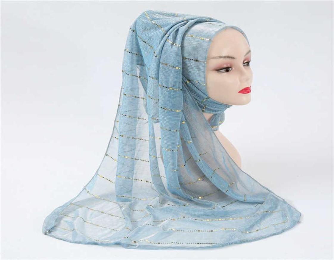 

2020 NEW women muslim hijab scarf femme musulman soft solid gold silk headscarf islamic hijab coverup shawls and wraps X08038386164