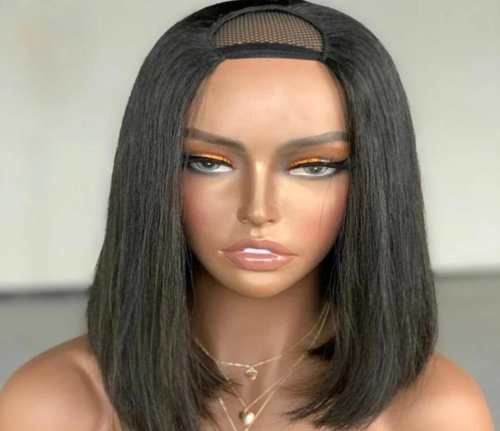 

Natural Black Short Bob Straight Glueles U Part Human Hair Wigs 250 Density Middle Part Remy 4b 4c Virgin Cheaps Full End8134860, Ombre color