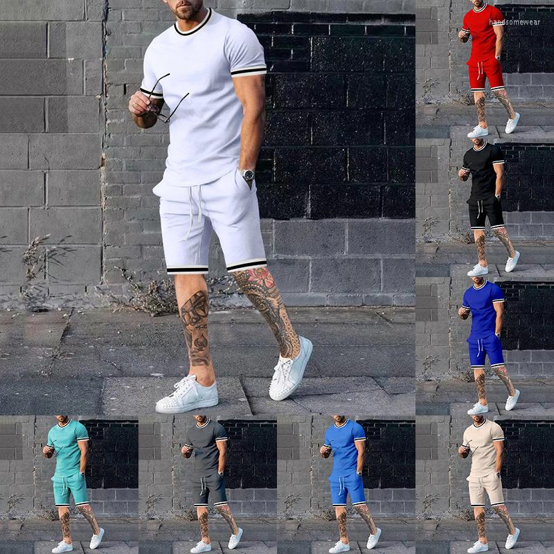

Men Short Sleeve Shorts Men Sets Summer Pullover Two Piece Set, Black
