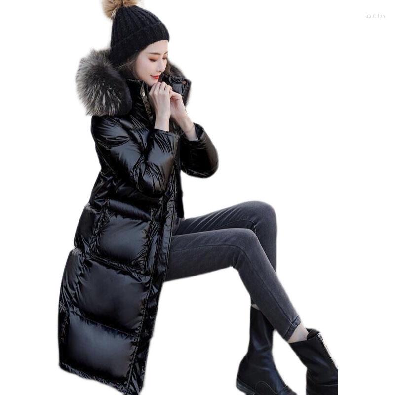 

Women' Down Female White Duck Bright Face Jacket 2023 Women Winter Thick Warm Coat Hooded Large Size Ladies Slim Coats G625, Black
