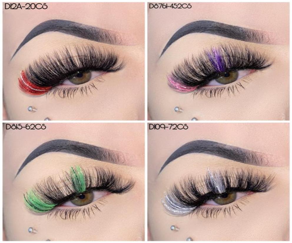 

Colored Eyelash Wispy Fluffy Glitter Faux 3D Mink Lash highlighter brush For Daily Makeup9374317