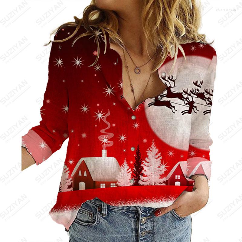 

Women's Blouses Fall Style Christmas Fashion Casual Shirt Temperament Simple Lapel Female Personality Cardigan, Yl1029fg