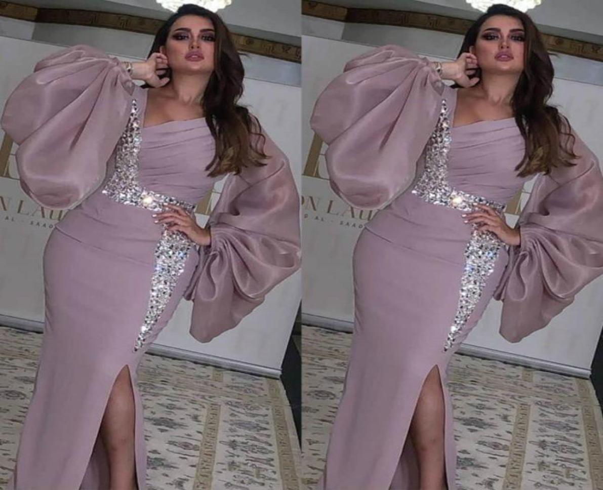 

Side Split Saudi Arabia Long Sleeves Evening Dresses V Neck Kaftan Dubai Prom Formal Party Dresses Custom Made1815120, Ivory