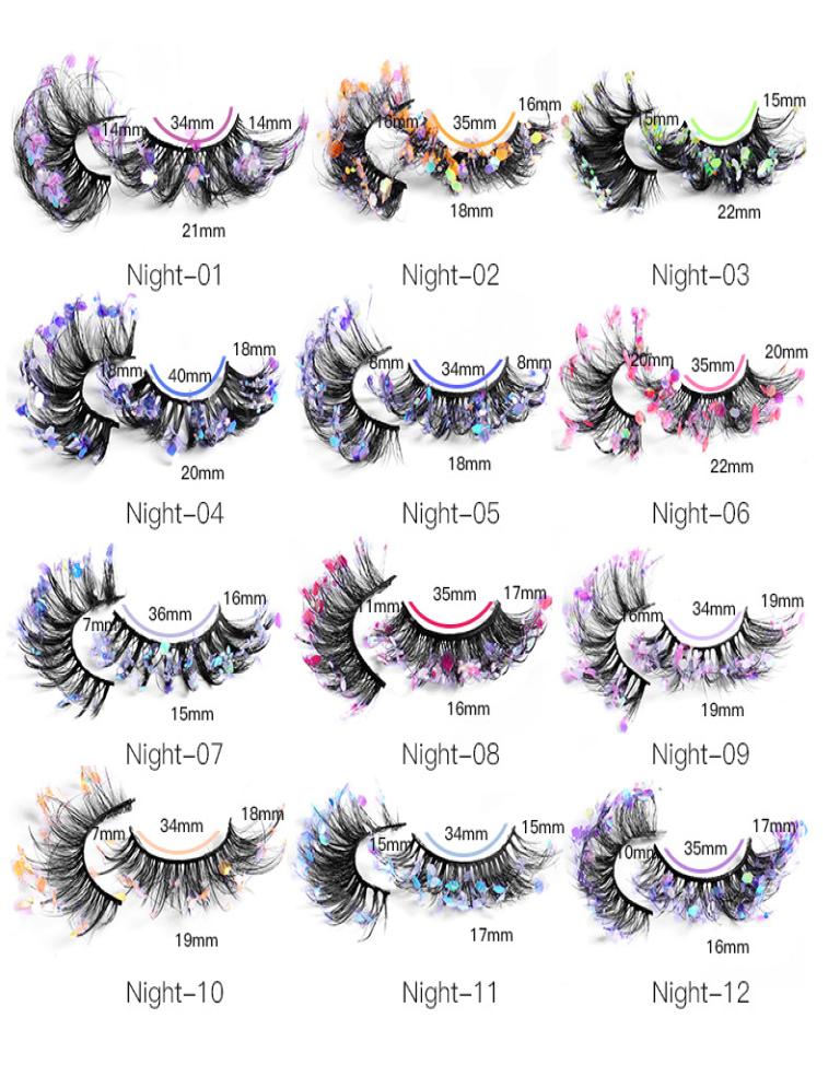 

Colored Shining Gold Glitter Eyelashes 8D FLUFFY Handmade Dramatic Purple Colorful Rainbow Lashes For Party Show Halloween Cosplay2494288