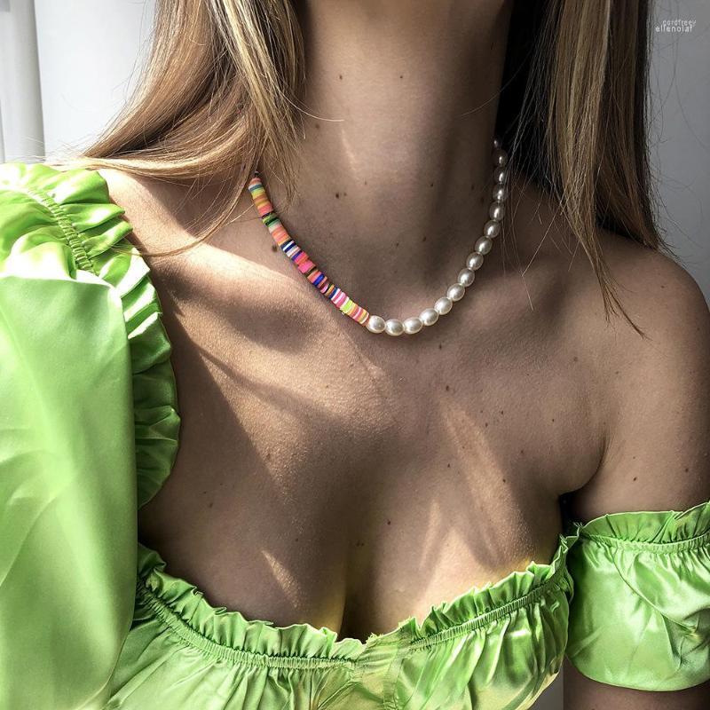 

Choker Trendy Cute Beaded Necklace For Women Bohemian Colorful Handmade Simulated Pearl Collar Jewelry