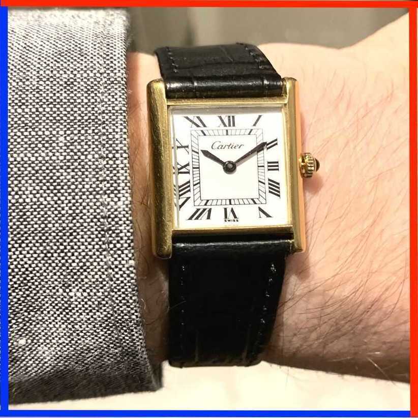 

luxury panthere watch for men santos wristwatches IXH0 high quality 1975 TANK PARIS GENTS 18K PLATED 23MM MANUAL WIND, Split