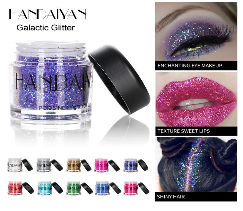 

HANDAIYAN High Pearlescent Eye Shadow Powder Diamond Glitter Eye Shadow Lip Glossing Powder Eye Makeup Eyeshadow Drop SG112868912, Bright color