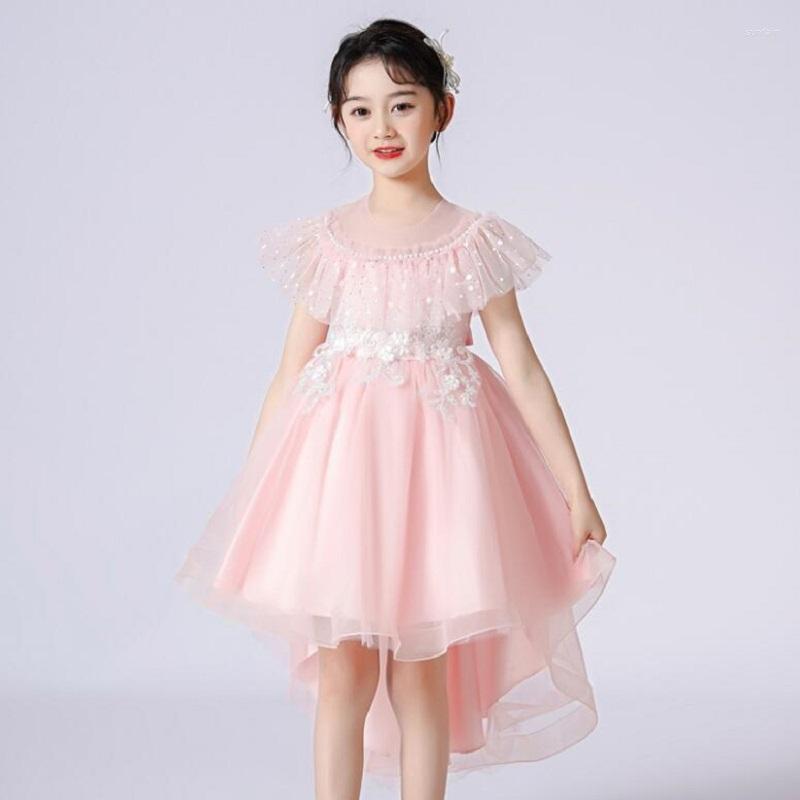 

Girl Dresses Summer 4-12Yrs Children Wedding Clothes Dress For Girls Trailing Tuxedo Host Shirt Evening Party Student Costume, Champagne