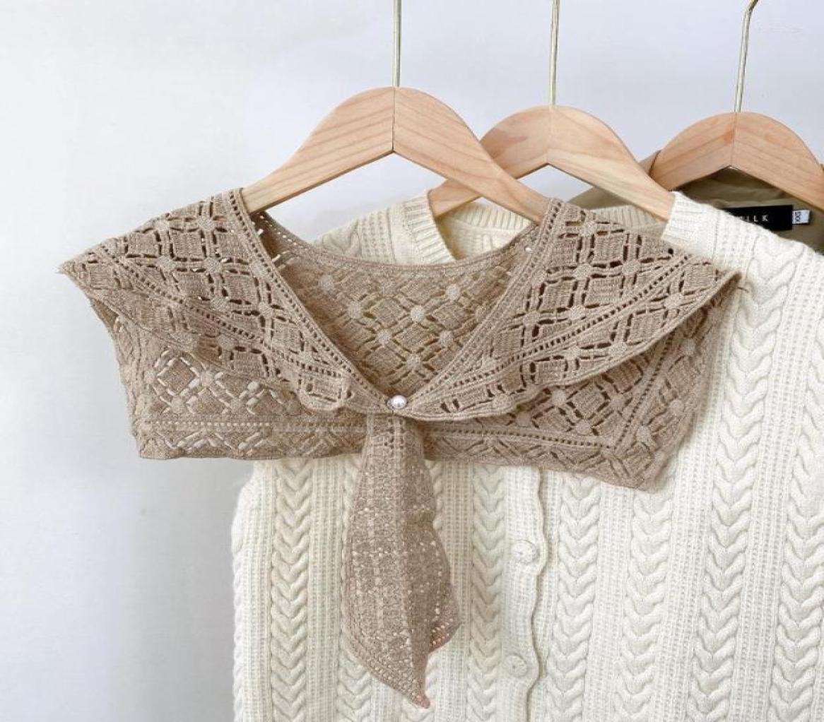 

Bow Ties Summer Fake Collars For Women Detachable Shirt False Collar Lapel Blouse Tops Neck Hollow Small ShawlBow2102893