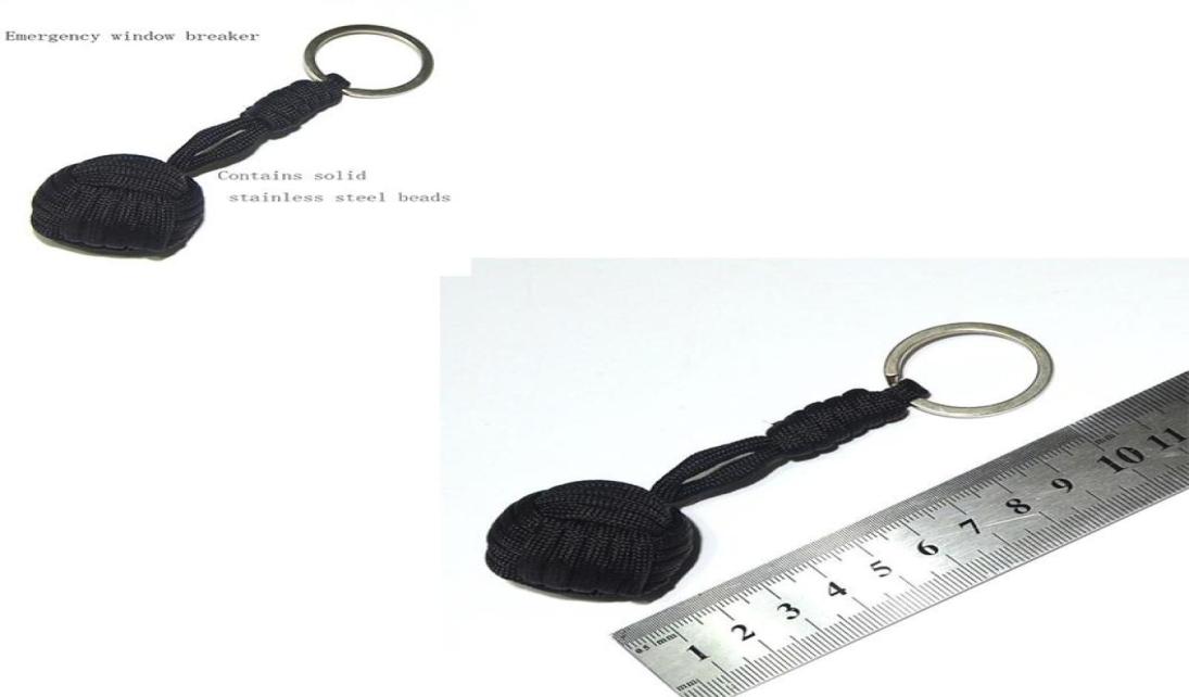 

Outdoor umbrella rope self defense key chain steel ball selfdefense ball key ball monkey match boxing weaving2003974, Black