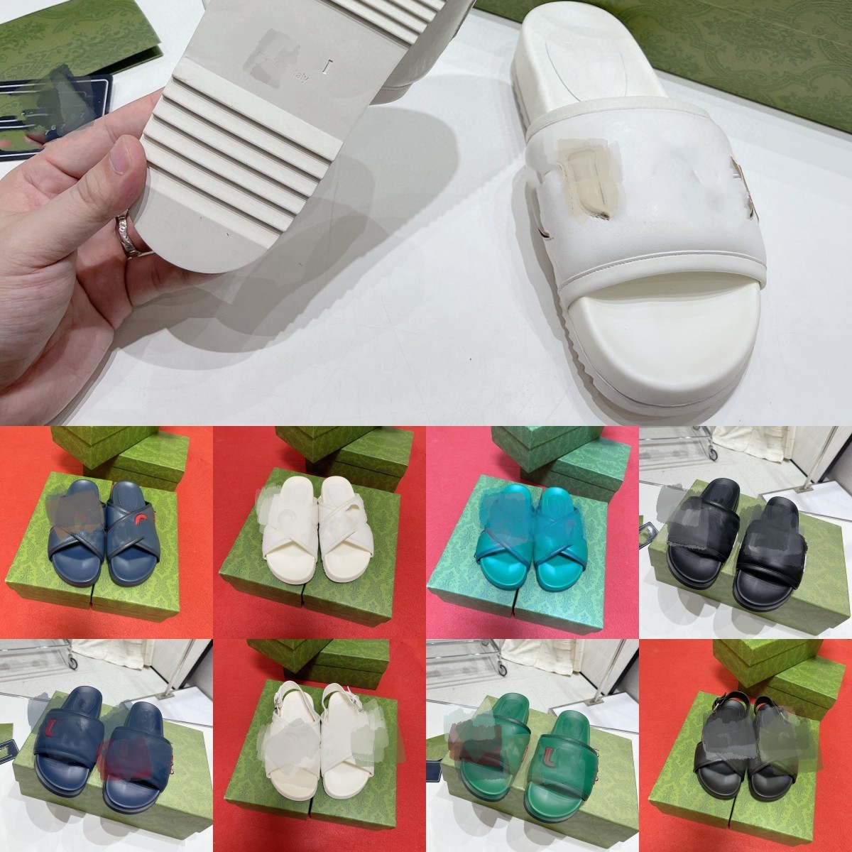 

Embroidery G Double Embossed Letters Slippers Designer Sandal Women Men platform slides wedge Mules Cowhide Slingbacks Beach Pool Slide Flip Flops 3.5 Thick Bottoms, Cfgu627-12