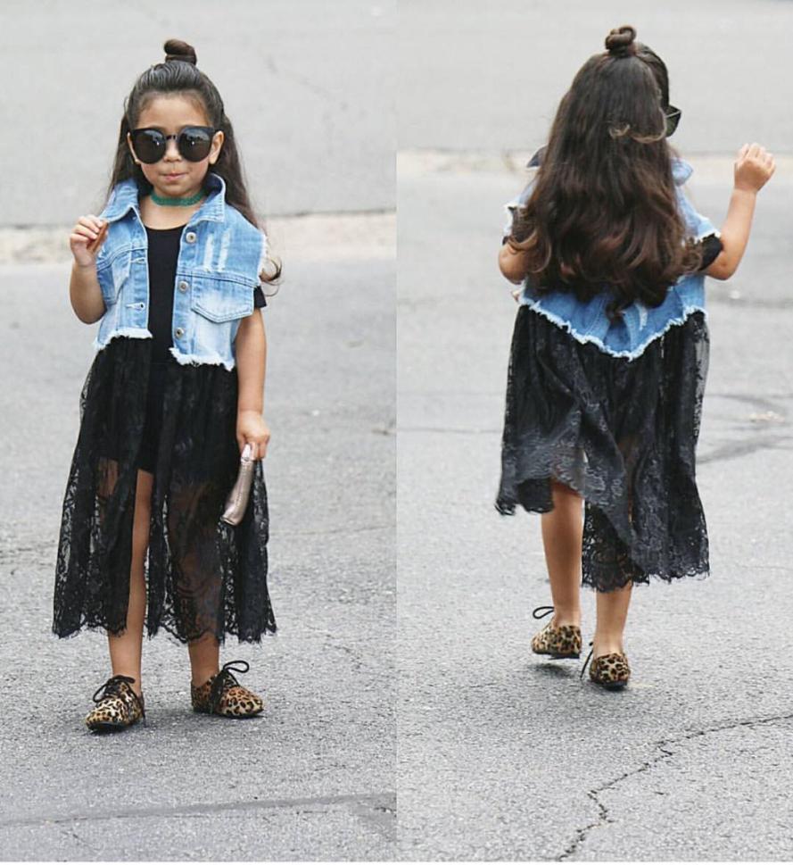 

Brand New Fashion Autumn Baby Denim Girl Dress Girl Lace dress with Cowboy Coat Lace Skirt 3T to 8T3536338, Black