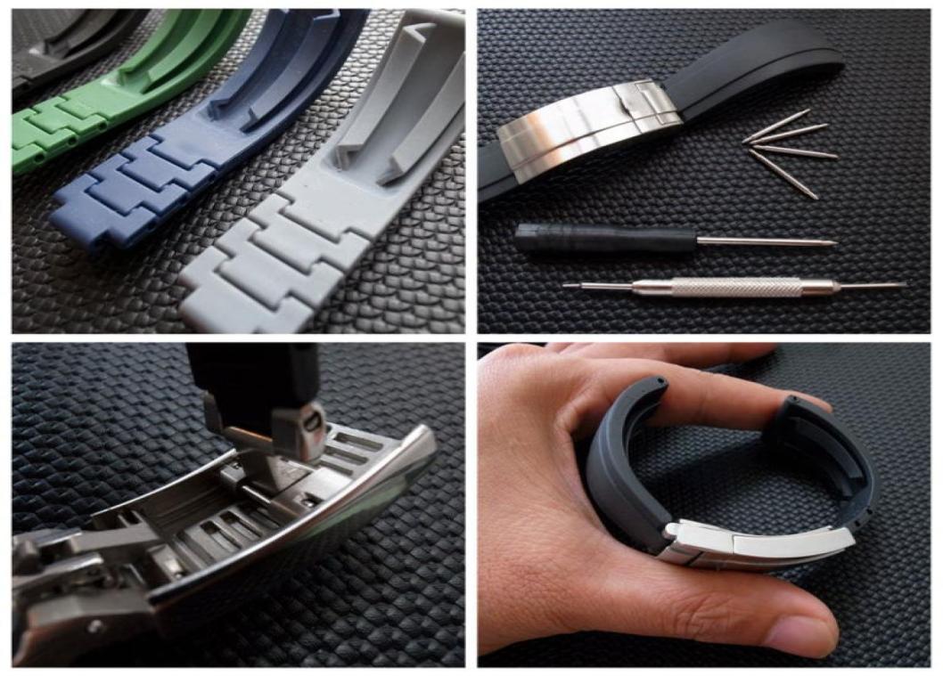 

20mm New soft durable waterproof watch band RUBBER strap for ROL SUBGMTYM with slippage silver original steel clasp6661503