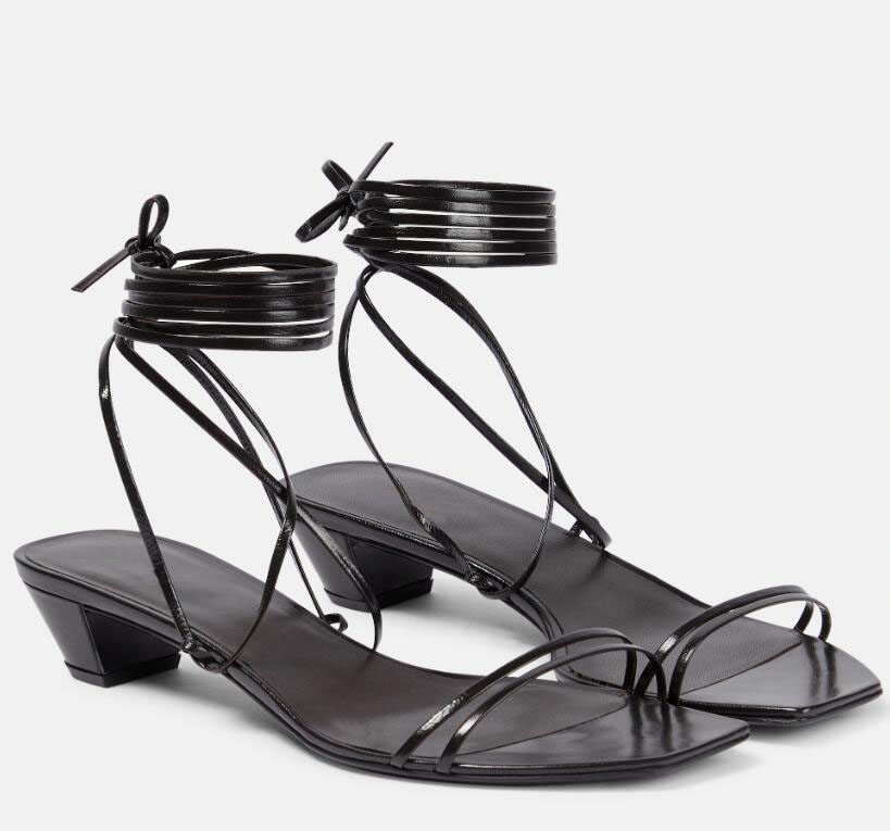 

Italian Graphic Strap Sandals Women's Calf Leather Low Heel Sandals Square Open Toe Rubber Sole Ankle Strap Summer Bride Evening Dress Walking Shoes EU35-42