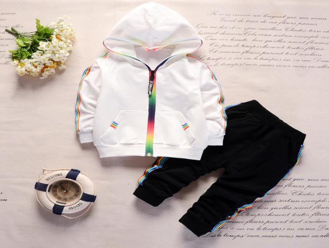 

2018 Autumn Toddler Tracksuit Baby Clothing Sets Children Boys Girls Clothes Kids Cotton Hooded Zip Jacket Pants 2 Pcs Suits5279978, White