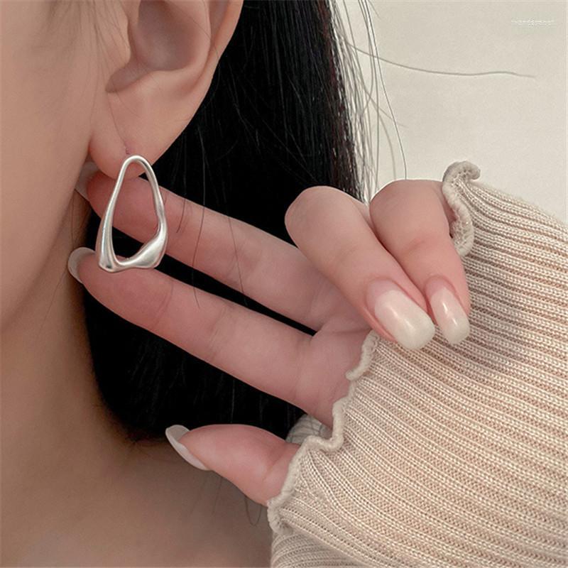 

Hoop Earrings 925 Silver Needle Irregular Geometric Lava For Women Simple Desgin Party Wedding Jewelry Eh1062