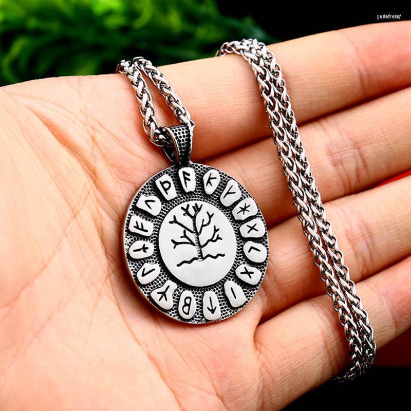 

Pendant Necklaces Vintage Stainless Steel Viking Odin Rune Necklace Punk Nordic Men Tree Of Life Fashion JewelryPendant Gord22