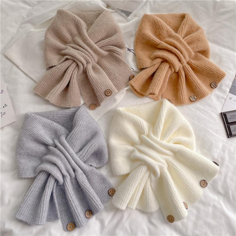 

Scarves Ping Keep Warm Winter Autumn Knitted Women Scarf Fashion Solid Cross Neckerchief Bufanda Korean Style Woolen Yarn Soft Muffler