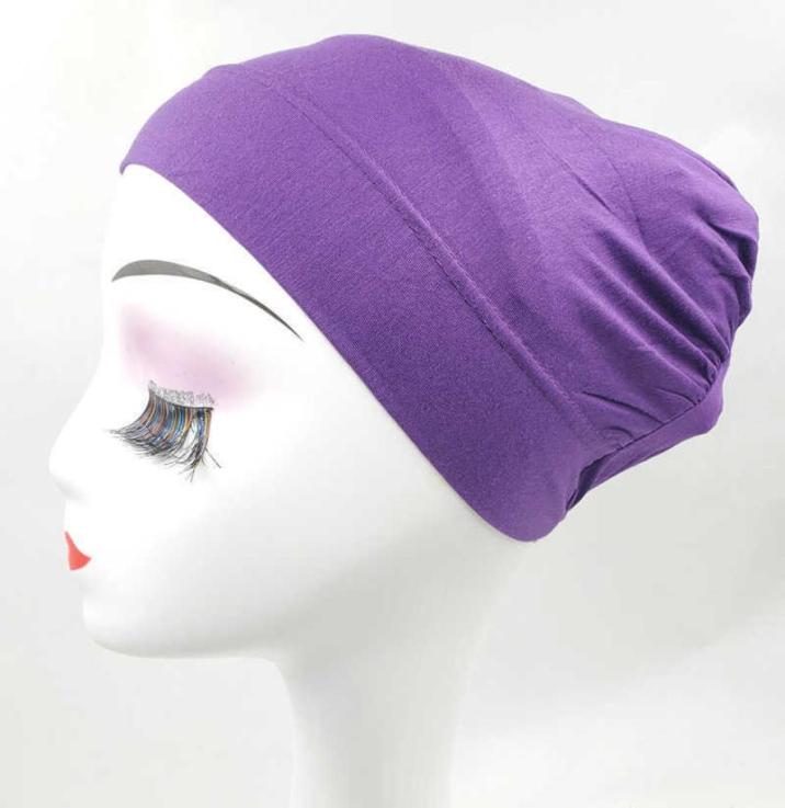 

2020 cotton inner Hijab Caps Muslim stretch Turban cap Islamic Underscarf Bonnet hat female head scarf cap wraps turbante mujer X02189904