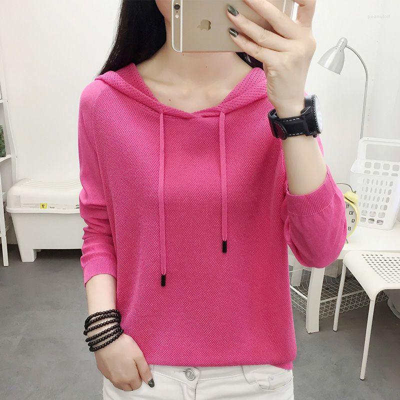 

Women' Sweaters Spring Women Knitted Sweater Hoodie Pullovers Female Knit Jacket Bottomed Ladies Loose Streetwear Pullover Jumper G298, Blue