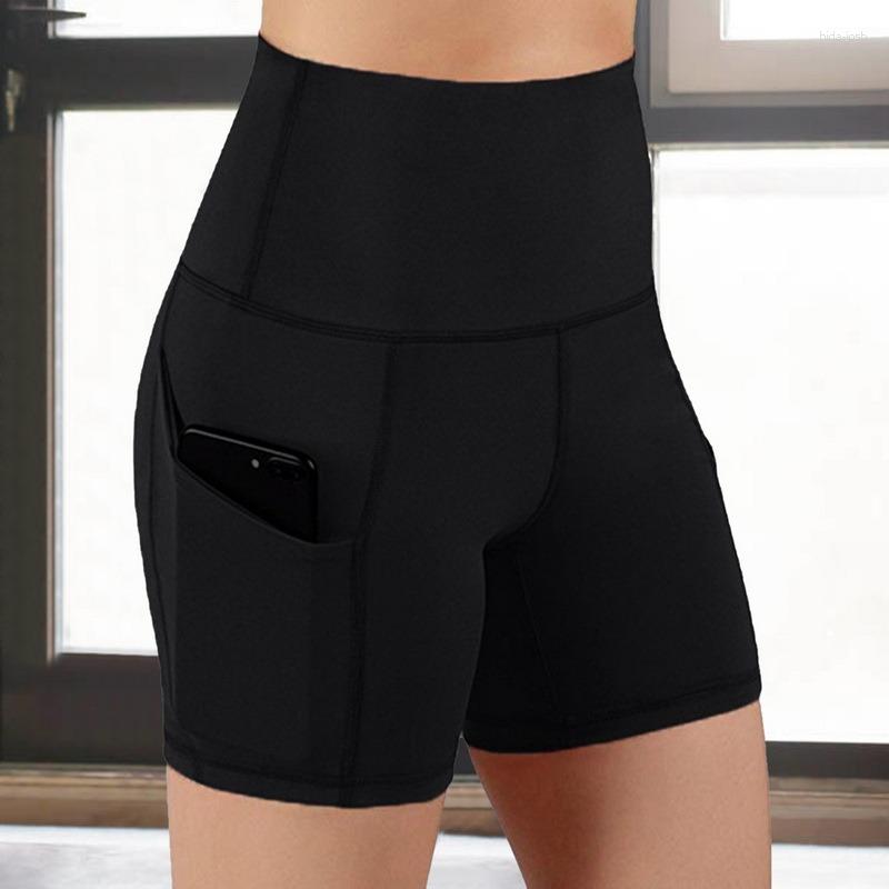 

Active Shorts Leggings Women High Waist Yoga Sport Biker Sports For Fitness Cross Pocket Pant, Black