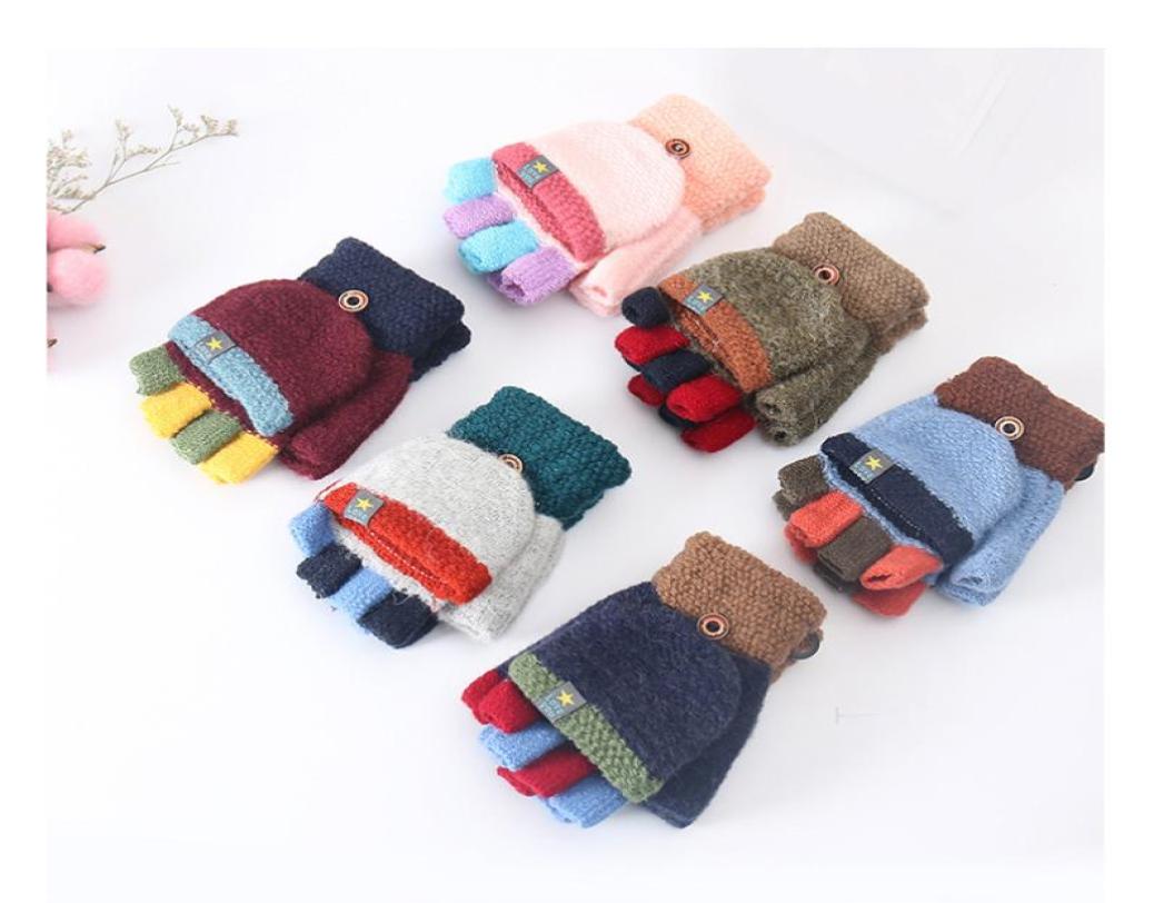 

New arrival Winter Warm Gloves Toddlers Girls Boys Baby Kids knitting Gloves Patchwork Mittens Various Colours9300680, Beige