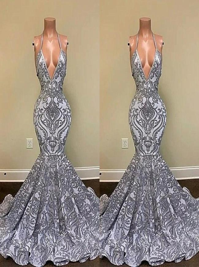 

2022 Gorgeous Silver Mermaid Prom Dresses Spaghetti Straps Vneck Appliques Lace Backless Evening Gowns BC13118 B0417Q3271277, Red