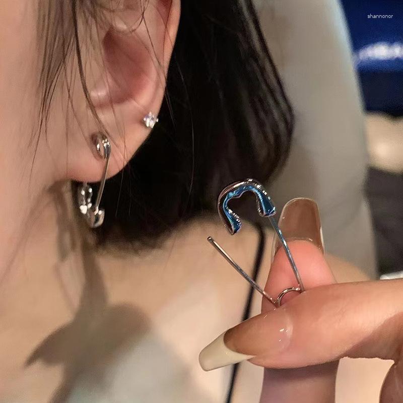 

Stud Earrings Simple Silver Color Pin For Women Punk Hip Hop Creative Paper Clip Personality 2023 Trend Jewelry