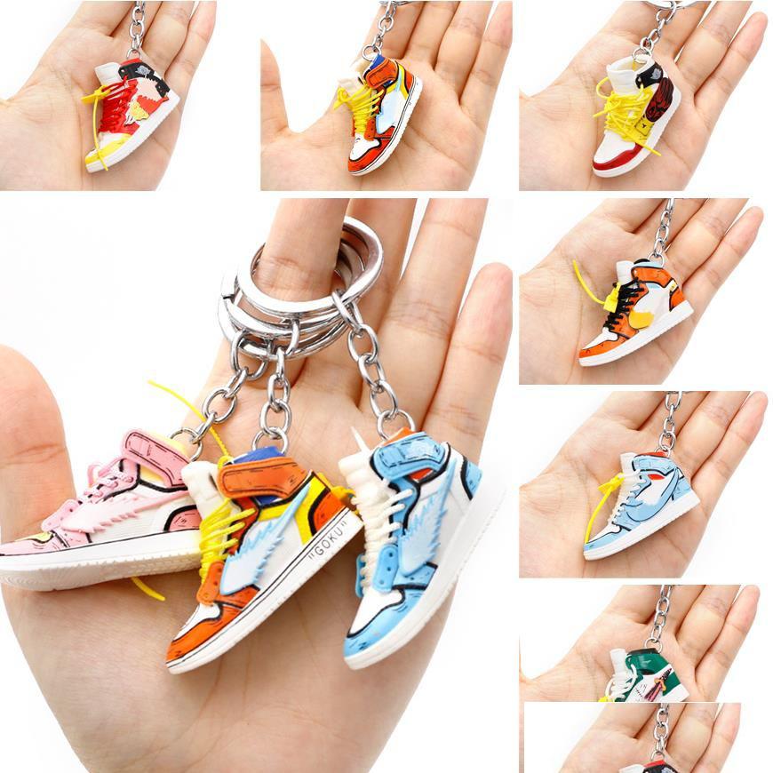 

Keychains Lanyards 25 Style Brand Mini Shoes 3D Joint Cartoon Basketball Shoe Keychain Stereoscopic Sneaker Key Chain Top Quality Dh6Vp