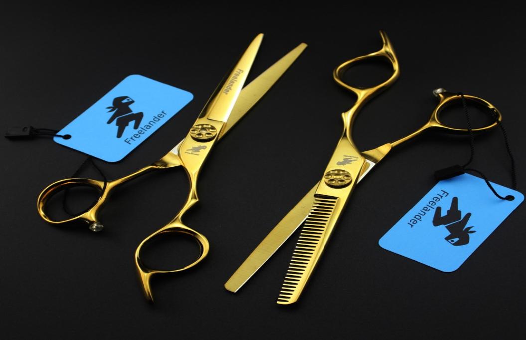 

60 inch gold hairdressing scissors flat shears bangs shears dental scissors senior hairdresser special repair hair3735310