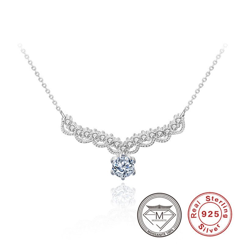 

Free Shipping Genuine 925 Stering Silver Moissanite Pendant Necklaces for Women