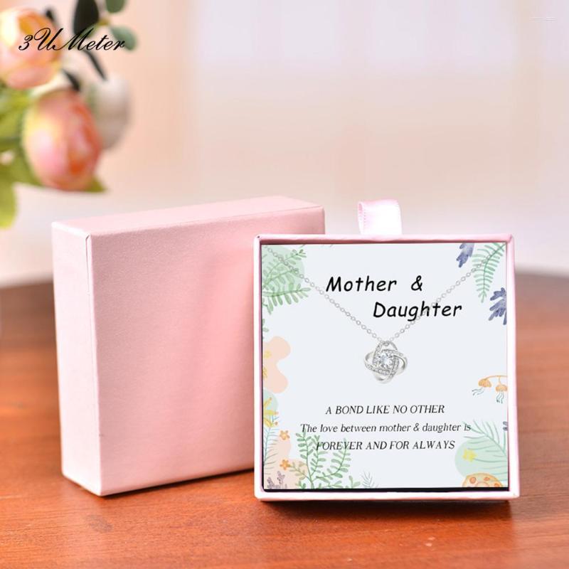 

Pendant Necklaces Trendy Mother's Day Necklace Four-leaf Eternal Heart Exquisite Jewelry Gift With Box And Wish Card