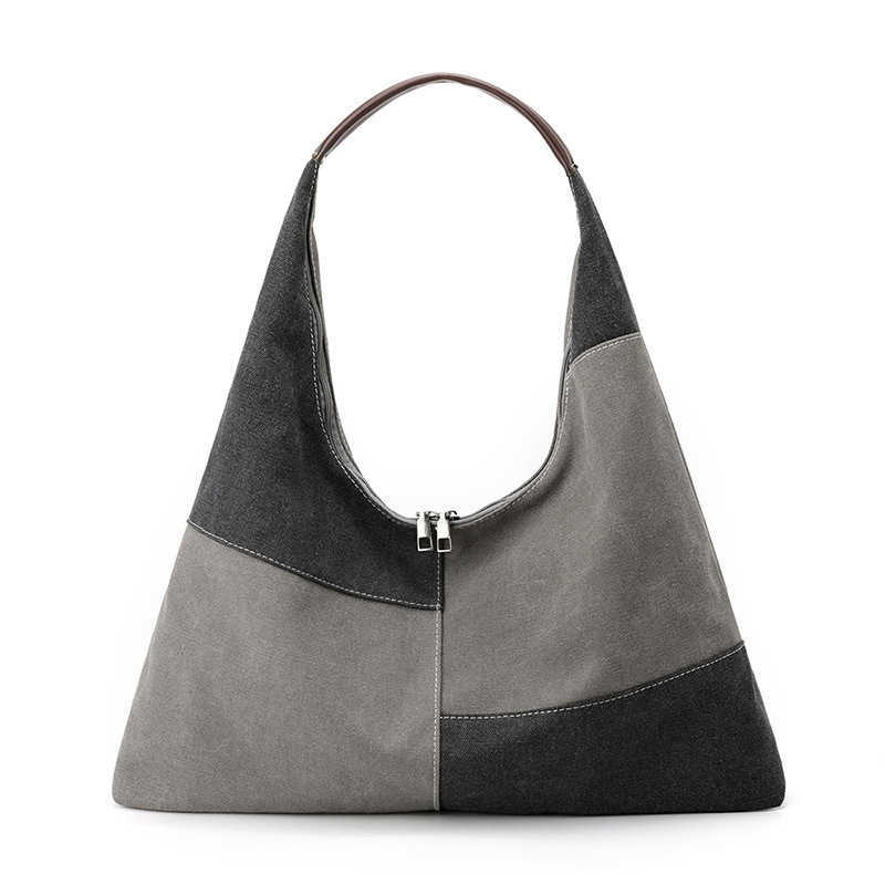 

New Shoulder Bag Women's Bag Simple Stylish Large Handheld Commuting Canvas Bag, Gray