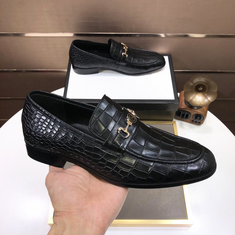 

Grand Prix Guangzhou Leather Men's DESIGNERS Metal buckle British Business Casual Shoes Solid color Square Pedal Dress Wedding Shoes, Black
