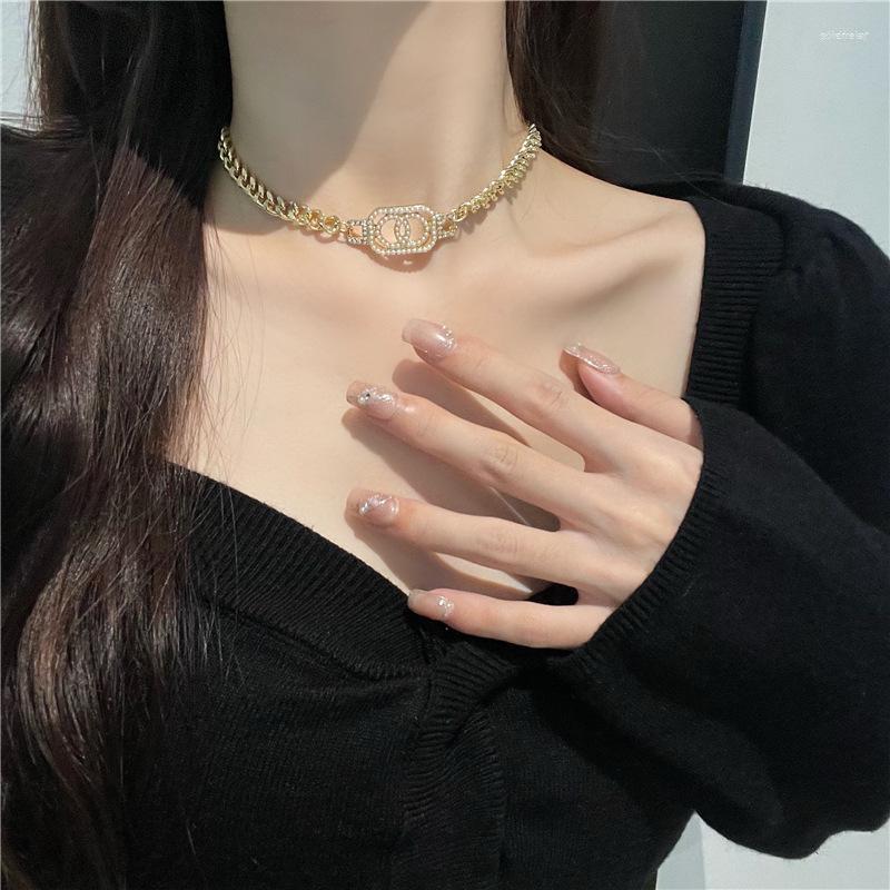 

Choker High Sense Light Luxury Pearl Chain Necklace Girl's Heart Niche Ins Clavicle Neck
