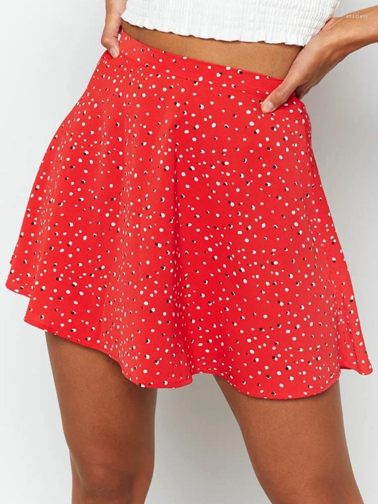 

Skirts Summer Women' Skirt Harajuku Flower Zipper Printed Chiffon High Waist Umbrella Sweet And Elegant Half, Yellow