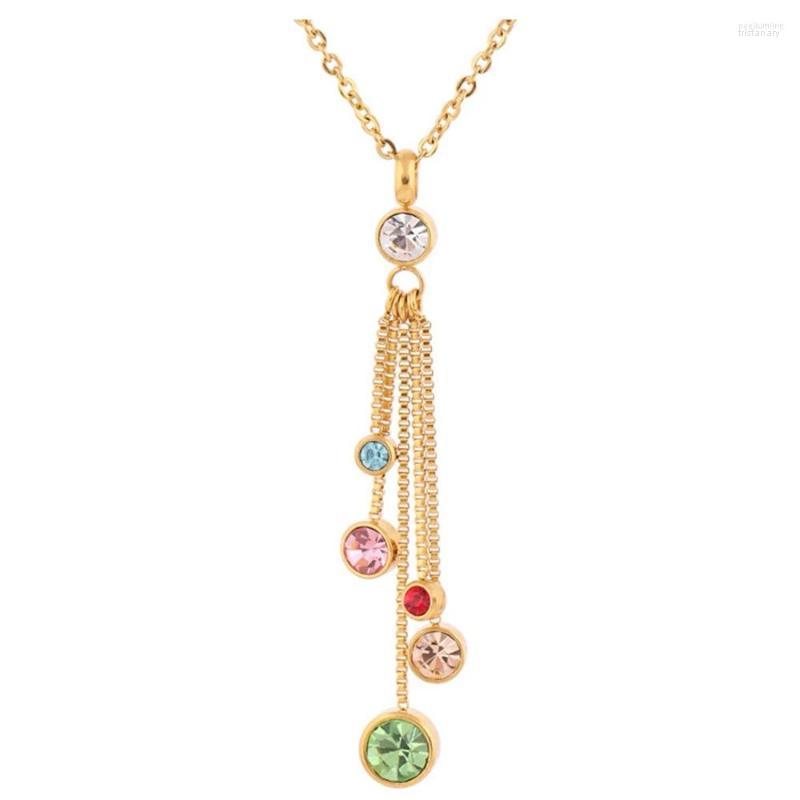 

Pendant Necklaces Fancy Multicolor Rhinestone Women Gift Gold Color Fashion Crystal