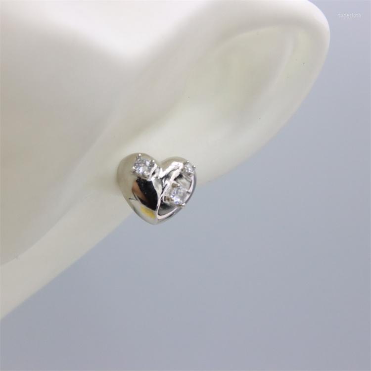 

Stud Earrings ZFSILVER 925 Sterling Silver For Women Lovely Exaggerated White Zircon Heart Jewelry Wedding Accessories Gift Girl