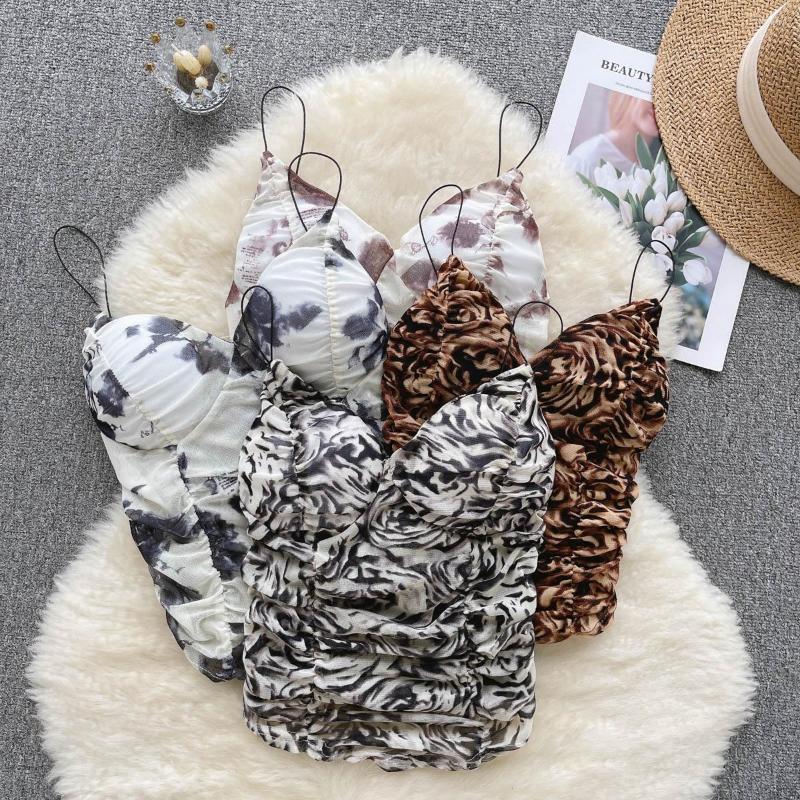 

Women's Tanks Sexy Spaghetti Strap Camis For Women Summer Leopard Print V-neck Skinny Female Corset Crop Tank Tops Camisoles, Gray