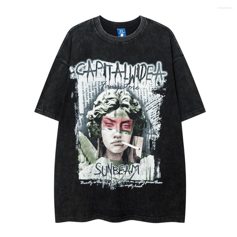 

Men' T Shirts Print Hip Hop T-shirt Men Summer Short Sleeved Cotton Tee Streetwear Clothing Black