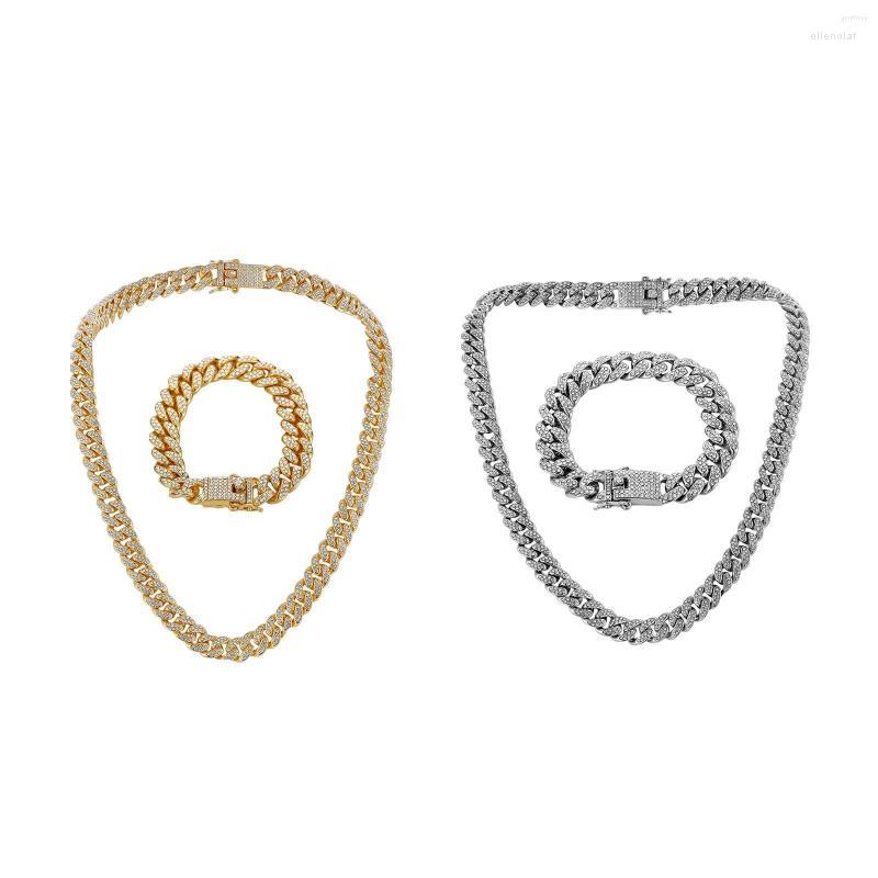 

Chains Cuban Chain For Men Necklace Bracelet Set Jewelry Alloy Clasp