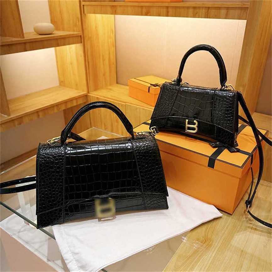 

2023 New High end Crocodile Pattern Handheld Hourglass Bag for Women's Small Market Design Fashion Versatile One Shoulder Crossbody Bag 60% Factory Outlet Sale O6LI, Black large hourglass bag