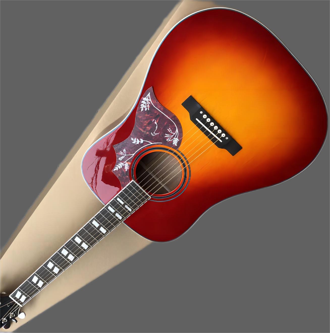 

41 Handmade Cherry Red Solid Spruce Top D Type Acoustic Guitar,High Qulaity Bird Electric Guitar