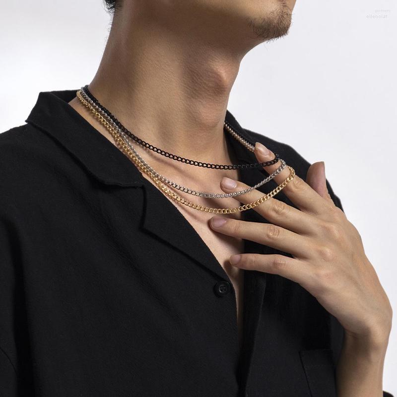 

Pendant Necklaces TAUAM 3pcs/set Chain Cuban Link Necklace For Men Women Aestethic Colar Choker Collar Black Gold Color Jewelry