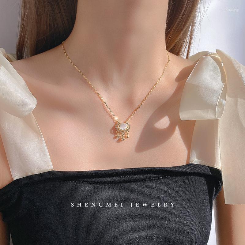

Chains Opal Safety Lock Sweater Chain Necklaces For Women Aesthetic Jewelry Accessories Birthday Gift