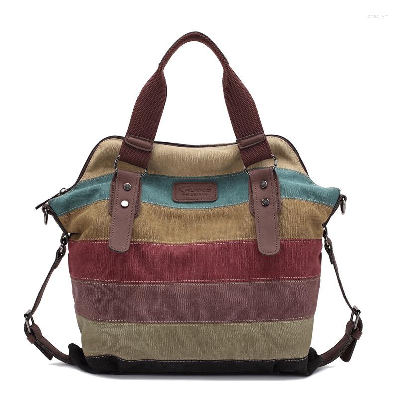 

Evening Bags Canvas Totes Striped Womens Handbag 2023 Patchwork Rainbow Shoulder Bag Fashion Female Casual Crossbody Sac A Main, Picture shown