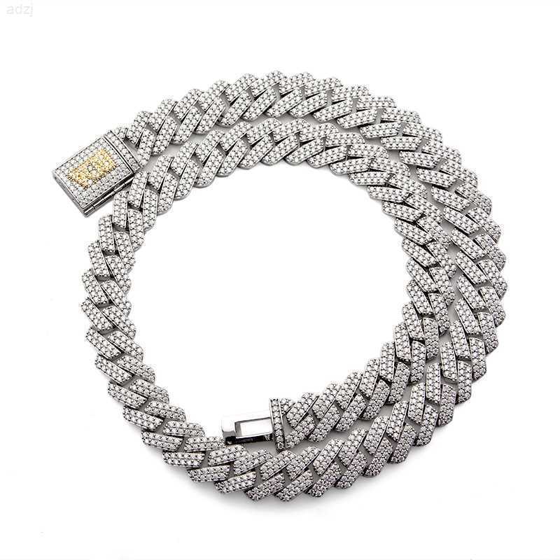 

15mm Two Rows S925 Sterling Silver Custom Link Iced Out Prong Moissanite Cuban Chain