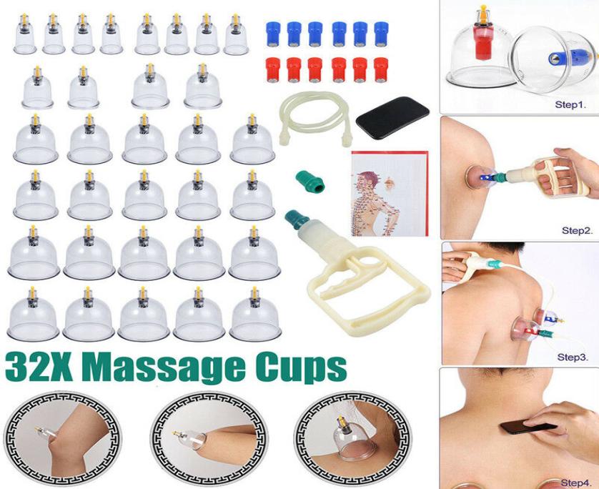

32 pcsset Vacuum body Massager ventosa Suction Cups jar Set glass vacuum suction therapy set cans for massage6893723
