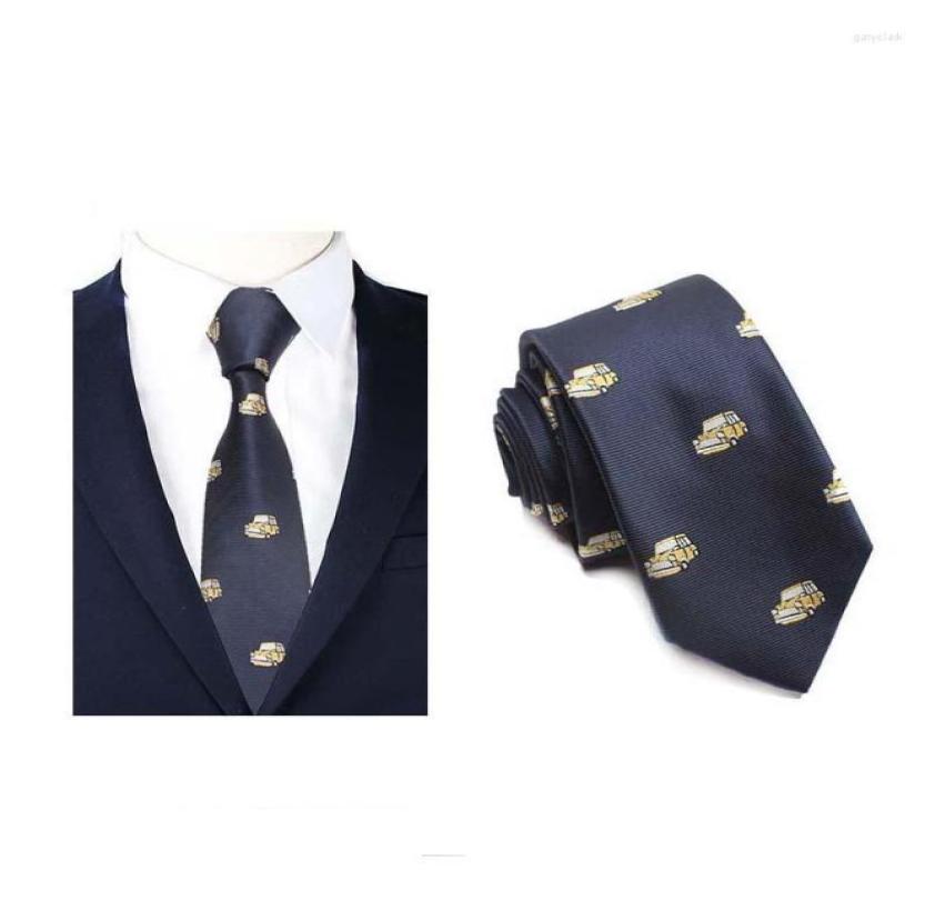 

WindJ Polyester Necktie Men Old Car Catoon Blue Navy Red Business Neck Ties4110804