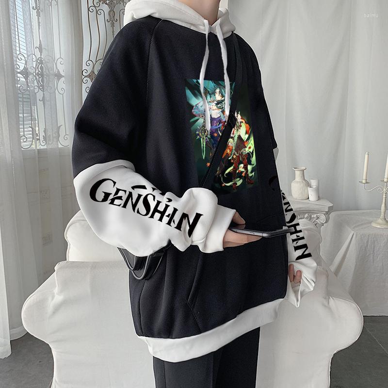 

Men's Hoodies Anime Genshin Impact Kaedehara Kazuha Cartoon Print Men/Women Harajuku Streetwear Winter Warm Sweatshirts, Black